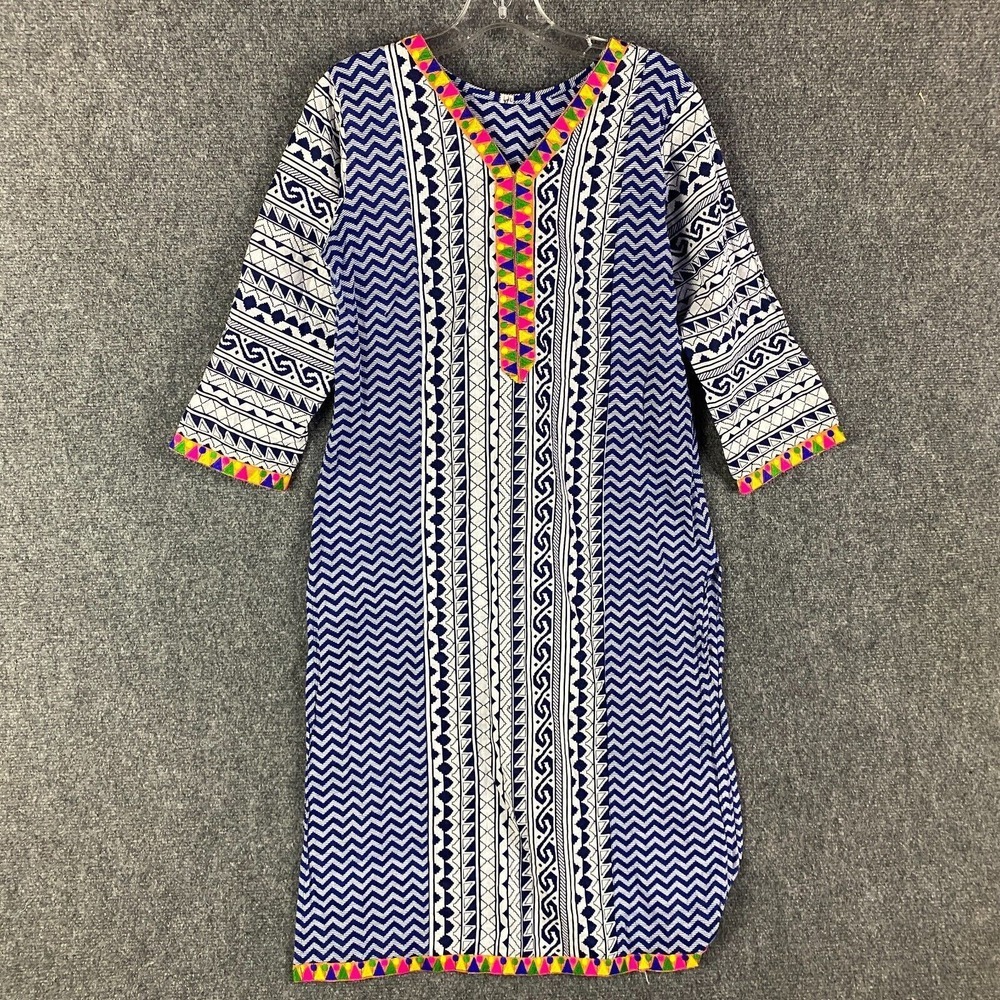 Indian Dress Women's Large 3/4‎ Sleeve Formal Party Aztec Multicolor Adults L